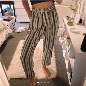 blue and white striped tie beach pants